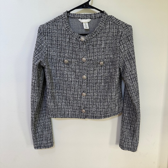 H&M Monochrome Tweed Blazer, Size Small - Picture 1 of 4